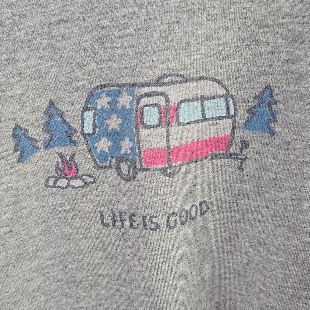 Women's Life is Good Tshirt Size XXL Grey. US Flag - Picture 2 of 9
